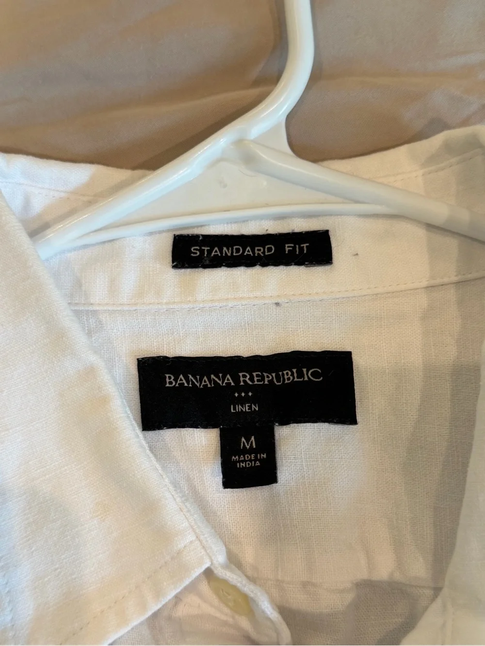 Banana Republic Men’s White Short-Sleeve Linen Blend Button-Down Shirt